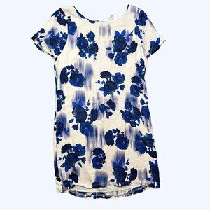 Z Supply Blue Rose Floral Fade Mini Shirt Dress Women's Size Large